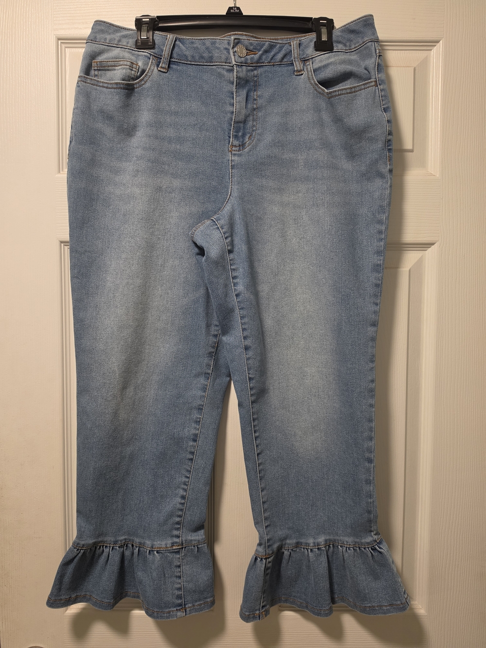 Light Blue Ruffle-Hem Women’s Jeans